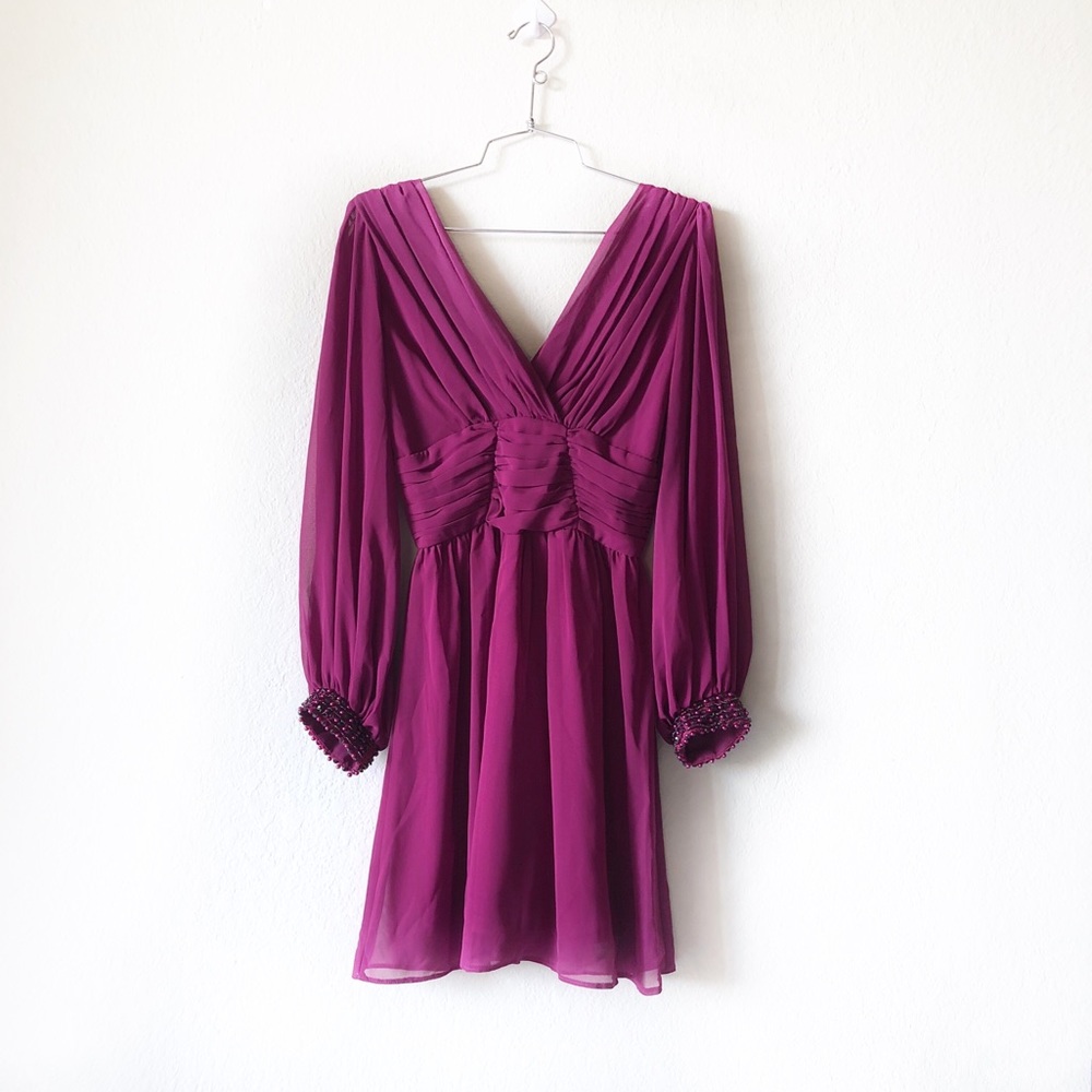 ASOS Purple Blouson Dress with Embellished Cuff- 4